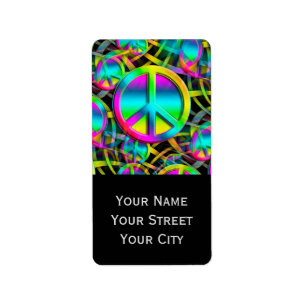 Färglöst Peace-program och sömlös mönster + dina i Adressetikett