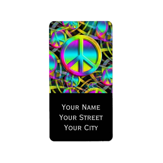 Färglöst Peace-program och sömlös mönster + dina i Adressetikett (Framsidan)