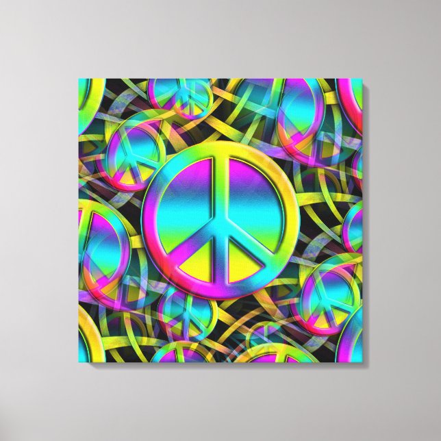 Färglöst Peace-program och sömlös mönster + dina i Canvastryck (Framsida)