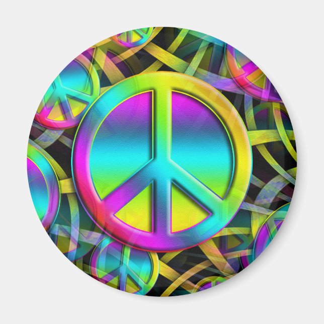 Färglöst Peace-program och sömlös mönster + dina i Magnet (Framsidan)