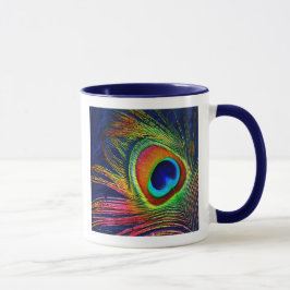 Färglöst Peacock Feather Skriv ut kaffe Mugg