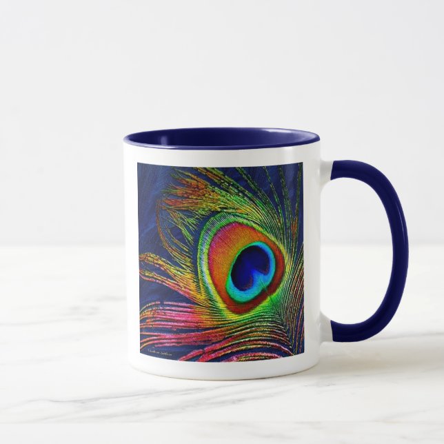 Färglöst Peacock Feather Skriv ut kaffe Mugg (Höger)