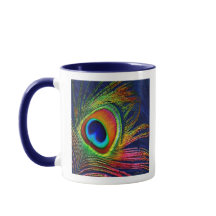 Färglöst Peacock Feather Skriv ut kaffe Mugg
