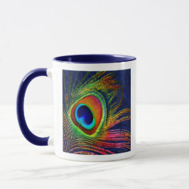Färglöst Peacock Feather Skriv ut kaffe Mugg