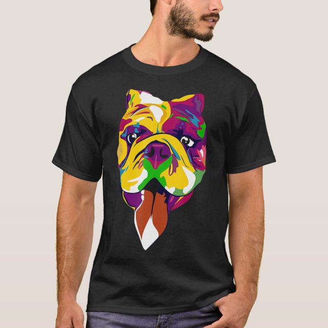 Färglöst Pitbull Hund Hand Draw Tee (Framsida)