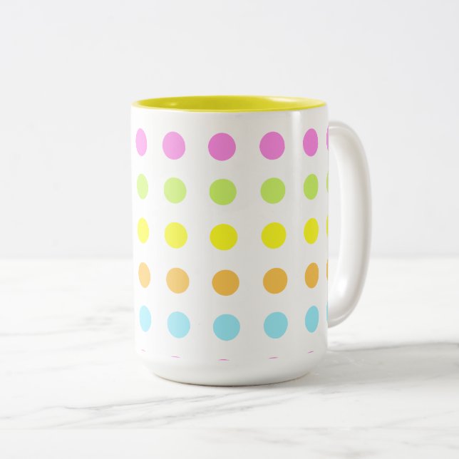 Färglöst Polka dots i Pastel Färg Två-Tonad Mugg (Framsida höger)