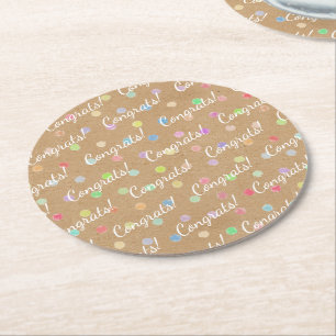 Färglöst Polka dots på Faux Kraft Papper bakgrund Underlägg Papper Rund