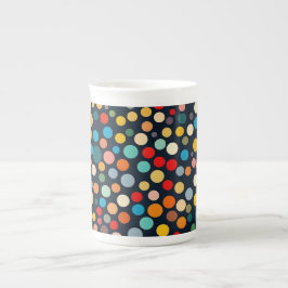 Färglöst Polka dots på Mörkens bakgrund Benporslin Mugg