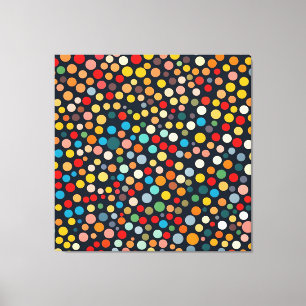 Färglöst Polka dots på Mörkens bakgrund Canvastryck