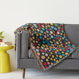 Färglöst Polka dots på Mörkens bakgrund Filt