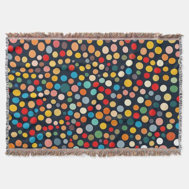 Färglöst Polka dots på Mörkens bakgrund Filt (Framsidan)