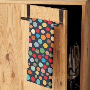 Färglöst Polka dots på Mörkens bakgrund Kökshandduk