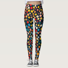 Färglöst Polka dots på Mörkens bakgrund Leggings