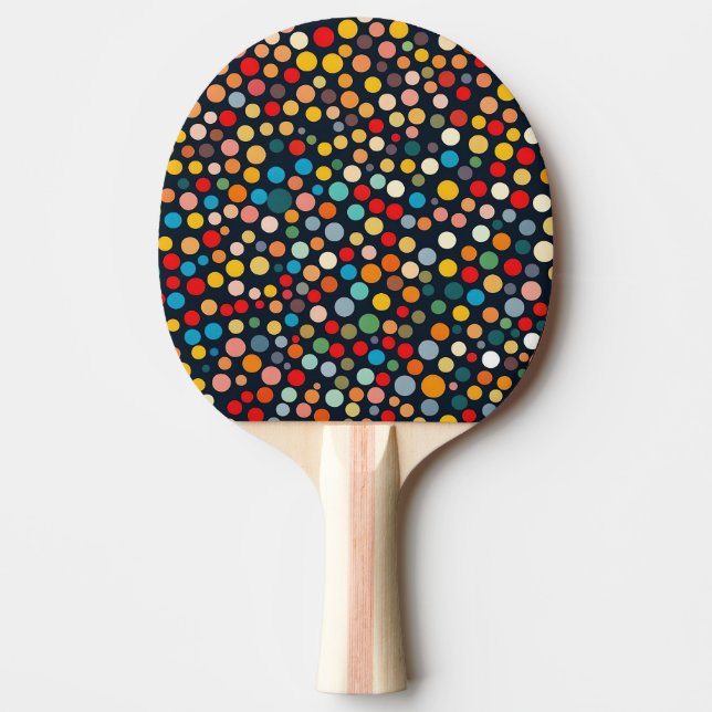 Färglöst Polka dots på Mörkens bakgrund Pingisracket (Framsidan)