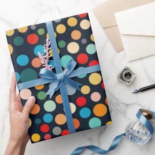 Färglöst Polka dots på Mörkens bakgrund Presentpapper