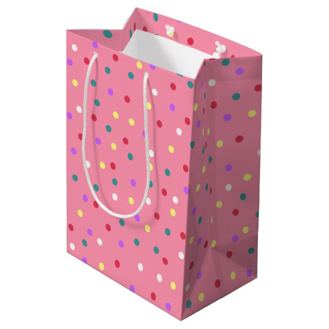 Färglöst Polka dots på Rosa (Baksidan Vinklad)