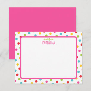 Färglöst Polka dots på Rosa Cute Girly Note Card Anteckningskort