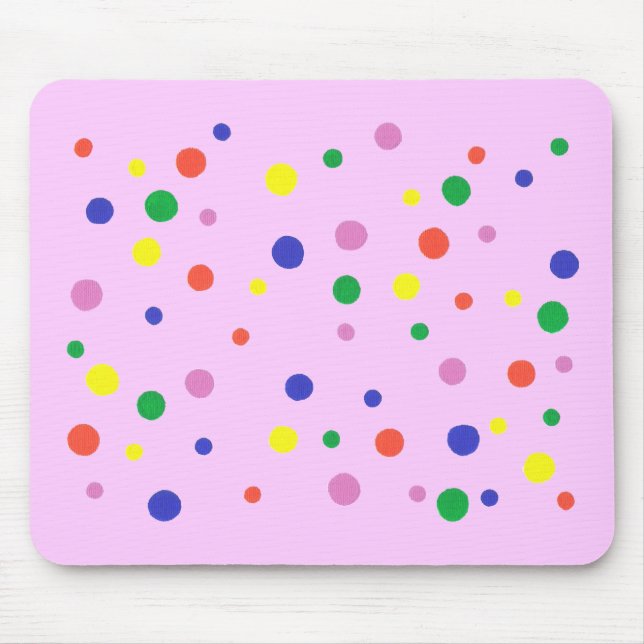 Färglöst polka dots på rosa, på munspetsar musmatta (Framsidan)