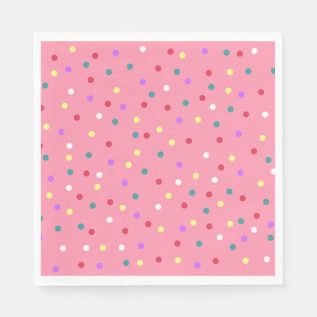 Färglöst Polka dots på Rosa Pappersservett (Framsidan)