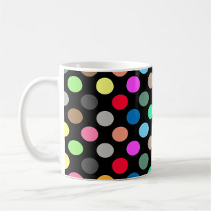 Färglöst Polka dots på svart bakgrund - sömlös Kaffemugg
