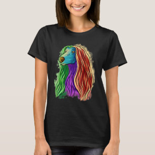 Färglöst Pop Porträtt afghanskt pund Hund Mor T Shirt