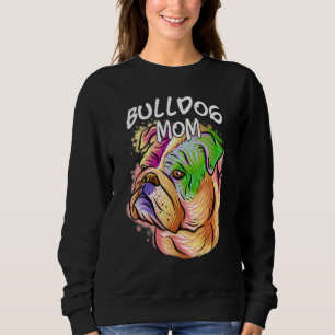 Färglöst Pop Porträtt Bulldog Hund Mors dag Mamma T Shirt