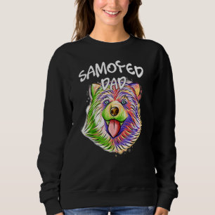 Färglöst Pop Porträtt Samoyed Hund Fars dag T Shirt