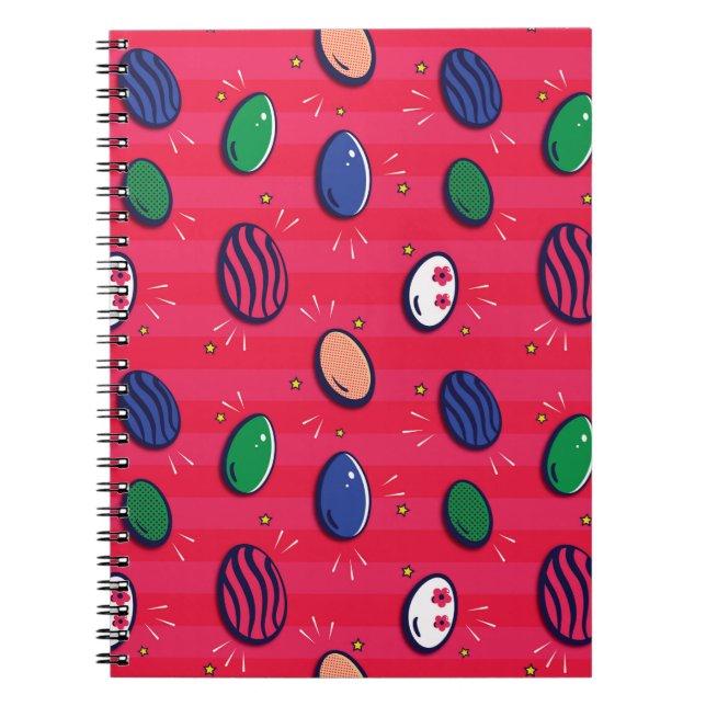 Färglöst popkonst Påskägg Mönster Anteckningsbok (Framsidan)