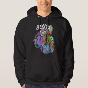 Färglöst popkonst Porträtt Boxer Hund Mamma Mamma Hoodie