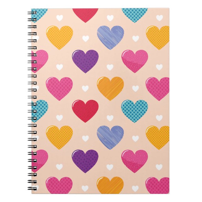 Färglöst poppart Heart Mönster Anteckningsbok (Framsidan)