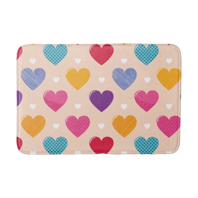 Färglöst poppart Heart Mönster Badrumsmatta (Framsidan)