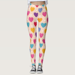 Färglöst poppart Heart Mönster Leggings