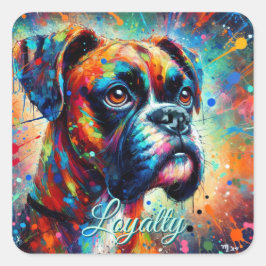 Färglöst poppsgraf Boxer Hund Teal Blue Hundar Fyrkantigt Klistermärke