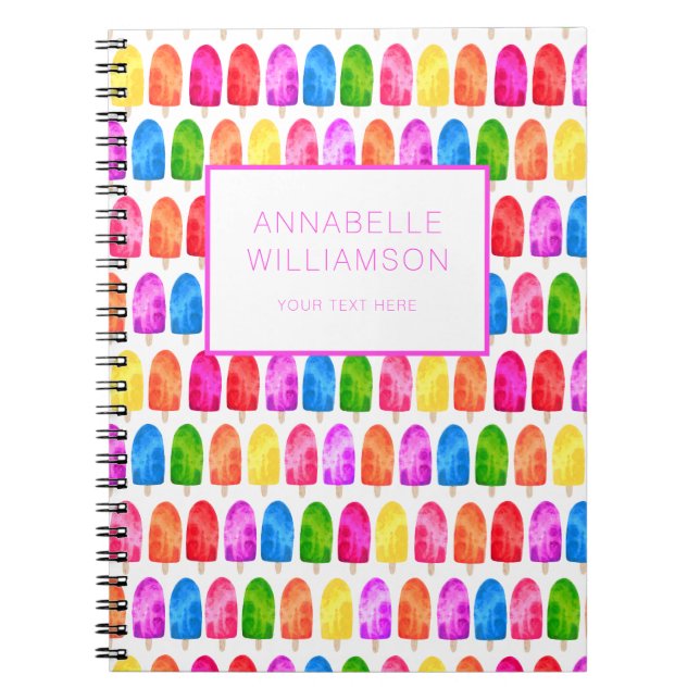 Färglöst popsicle Ice Lolly mönster Anteckningsbok (Framsidan)