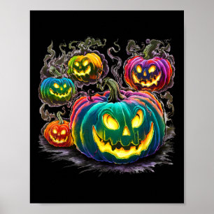 Färglöst Pumpkin Spöken Jack o lantern Halloween F Poster