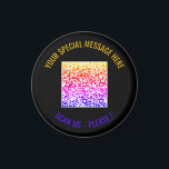 Färglöst QR-Anpassningsbar Text och Färg Magnet<br><div class="desc">Välj Färg och teckensnitt - Magnet Your Speciell QR Code Info and Anpassningsbar Text Personlig Modern Magnets / Gift - Add Your QR Code - Image or Logotyp - foto / text - Namn eller annan info / message - Resize and Move or Remove / Add Inslag - Image /...</div>