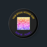 Färglöst QR-Anpassningsbar Text och Färg Magnet<br><div class="desc">Välj Färg och teckensnitt - Magnet Your Speciell QR Code Info and Anpassningsbar Text Personlig Modern Magnets / Gift - Add Your QR Code - Image or Logotyp - foto / text - Namn eller annan info / message - Resize and Move or Remove / Add Inslag - Image /...</div>
