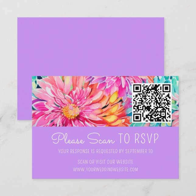 Färglöst QR-kodhölje för Blommigt Bröllop OSA Kort (Fram/baksida)