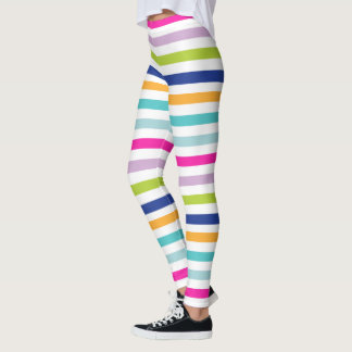 Färglöst Rand: Blå, Orange, Rosa, Grönt, skalad Leggings