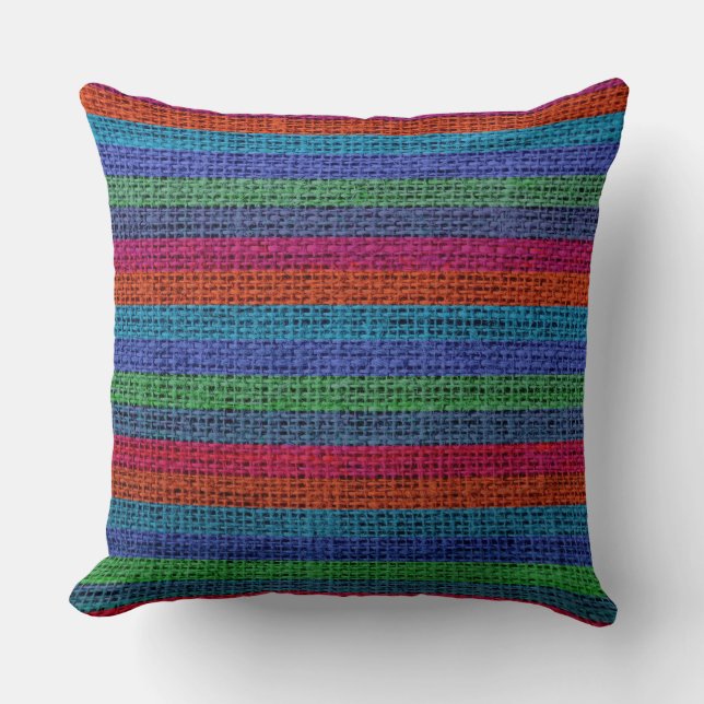 Färglöst Rand Burlap Linen Rustic Jute #6 Kudde (Framsida)