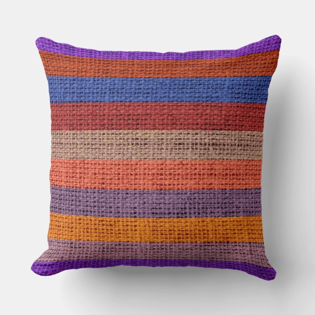Färglöst Rand Burlap Linen Rustic Jute #9 Kudde (Framsida)
