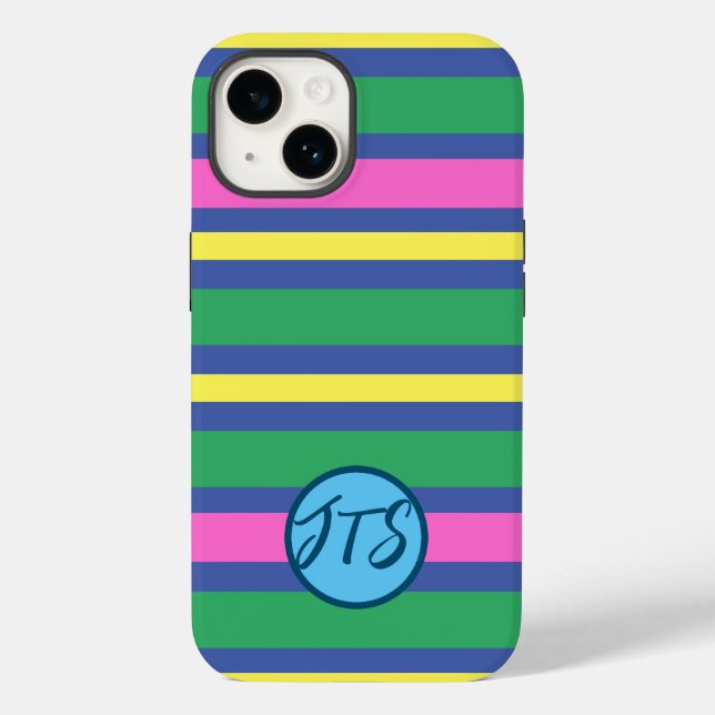 Färglöst Rand med anpassat monogram iphone case (Baksida)