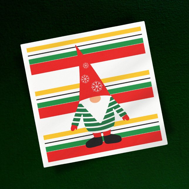 Färglöst Rand med Cute Gnome-julen Pappersservett (Skapare uppladdad)