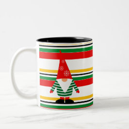 Färglöst Rand med Cute Gnome-julen Två-Tonad Mugg