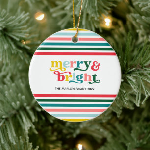 Färglöst Rand Merry & Bright Anpassningsbar jul Julgransprydnad Keramik