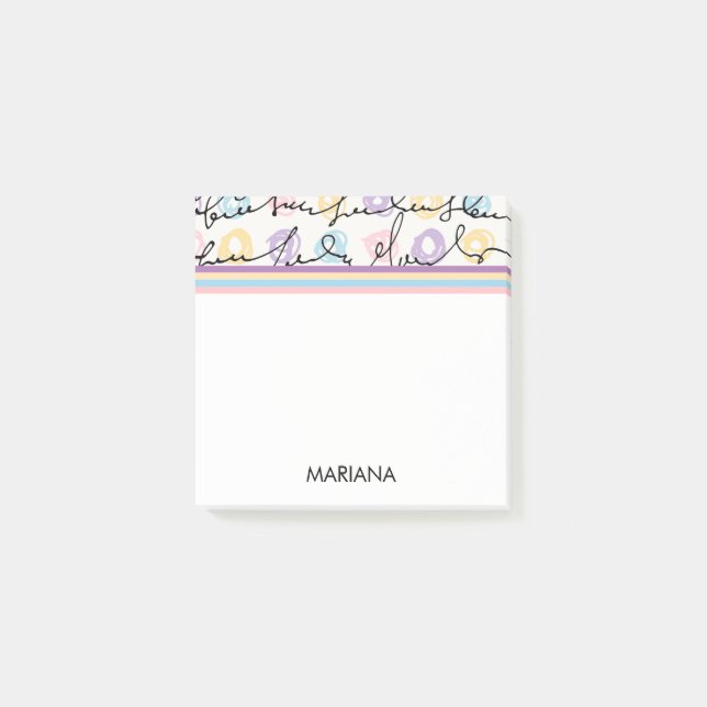 Färglöst Rand och cirklar samt text och text Post-it Block (Framsida)