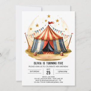 Färglöst redigerbar glädje Circus-födelsedag Inbjudningar