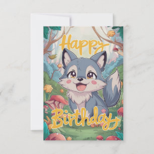 Färglöst redigerbar Varg Digital Birthday Kort