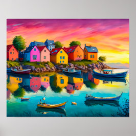 Färglöst reflektion av hus poster