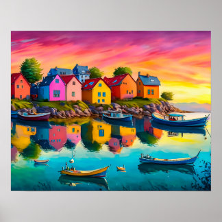 Färglöst reflektion av hus poster